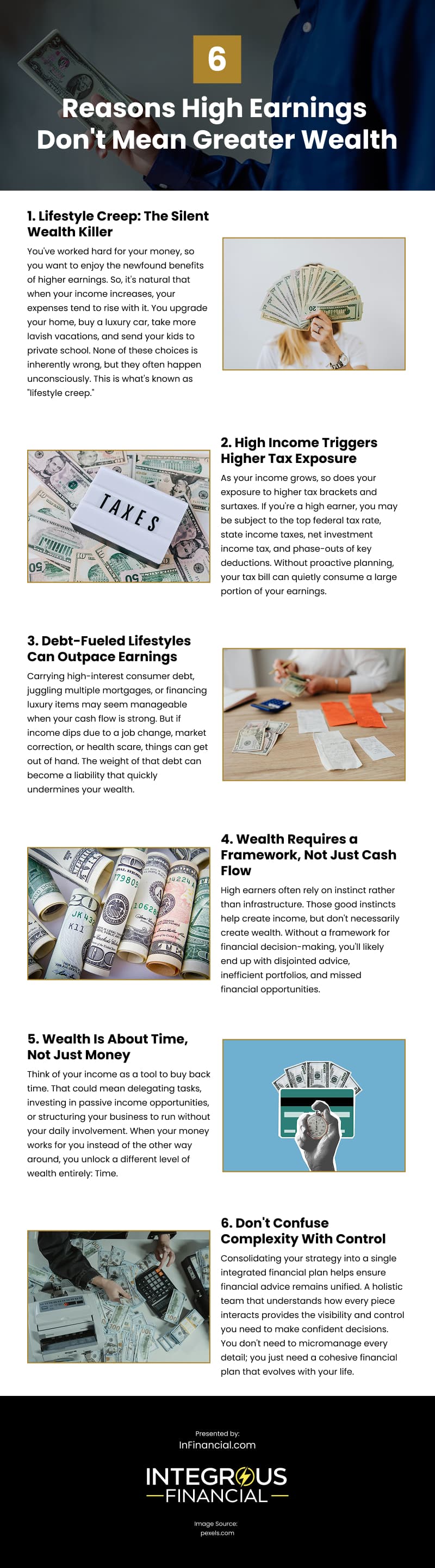 6 Reasons High Earnings Dont Mean Greater Wealth Infographic